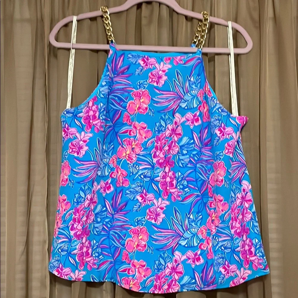 Lilly Pulitzer Joannah Blue and Pink Top - Picture 1 of 6